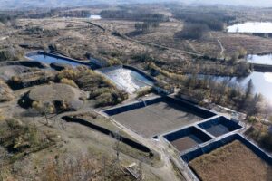 Regenwasser wird über mehrere Becken geleitet und dort gefiltert.