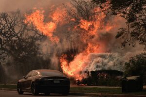 Das «Palisades Fire» wütet inmitten starker Winde.