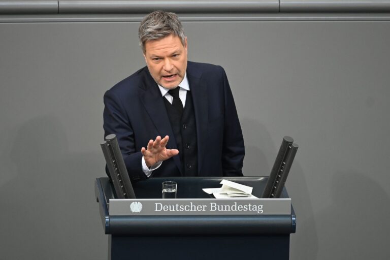 Robert Habeck (Bündnis 90/Die Grünen) spricht im Bundestag. Foto: Sarah Knorr/dpa