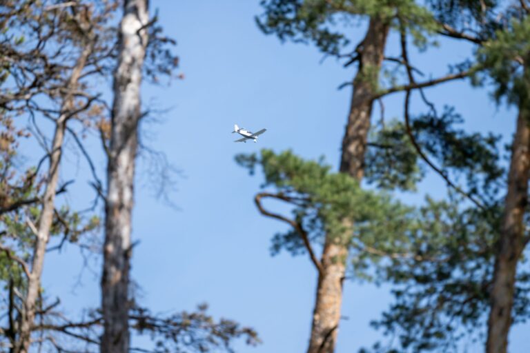 Piloten der Luftrettungsstaffel Bayern überfliegen die Wälder, um Waldbrände möglichst früh zu erkennen. (Archivbild) Foto: Pia Bayer/dpa