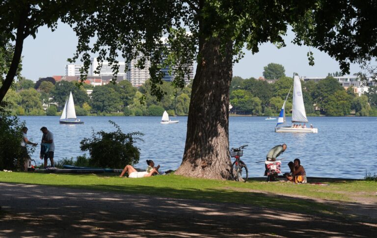 Sommer an der Außenalster: Hamburg hatte in diesem Jahr mehr Sonnenstunden als im langjährigen Durchschnitt.  (Archivbild)  Foto: Marcus Brandt/dpa