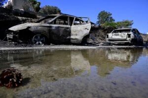 Die Brände haben hohe Schäden verursacht - Häuser und Autos verbrannten.