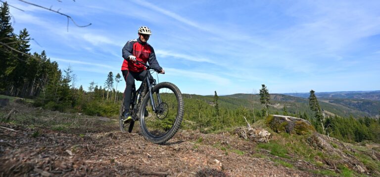 Für die Nutzung von Mountainbike-Strecken abseits befestigter Wege erhebt Thüringenforst ein Entgelt gegenüber Vereinen und Tourismus. Das sorgt für Kritik vom Regionalverbund Thüringer Wald. (Archivbild) Foto: Martin Schutt/dpa